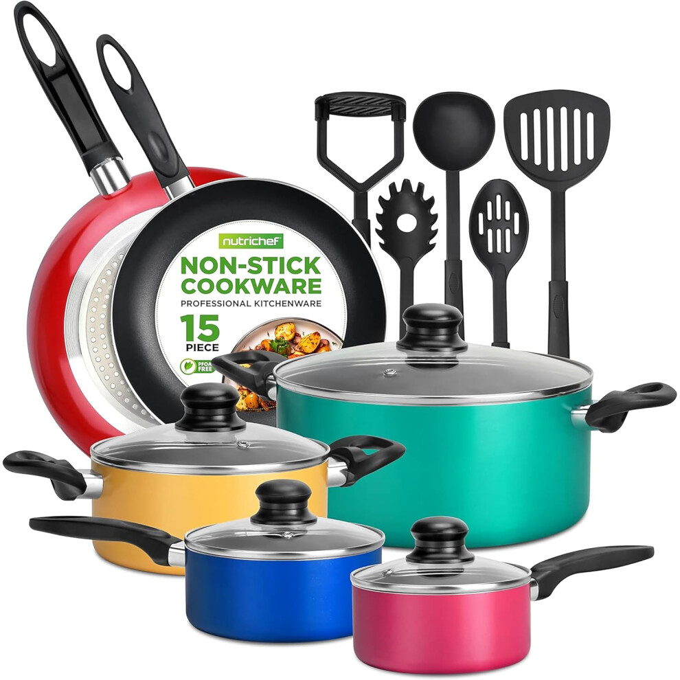 (NCCWCOR15 - assorted) Piece Pots and Pans Set - Non-Stick Cookware Set, Induction Hob Cookware Set, Premium Cooking Set w/ Lids, Heat Resistant, Sauc-image-OPC-PGGH2QM-NEW