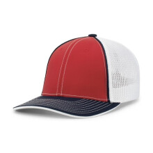 Pacific Headwear 404F.33E.XS Trucker Flexfit Cap, Red, White & Navy - Extra Small