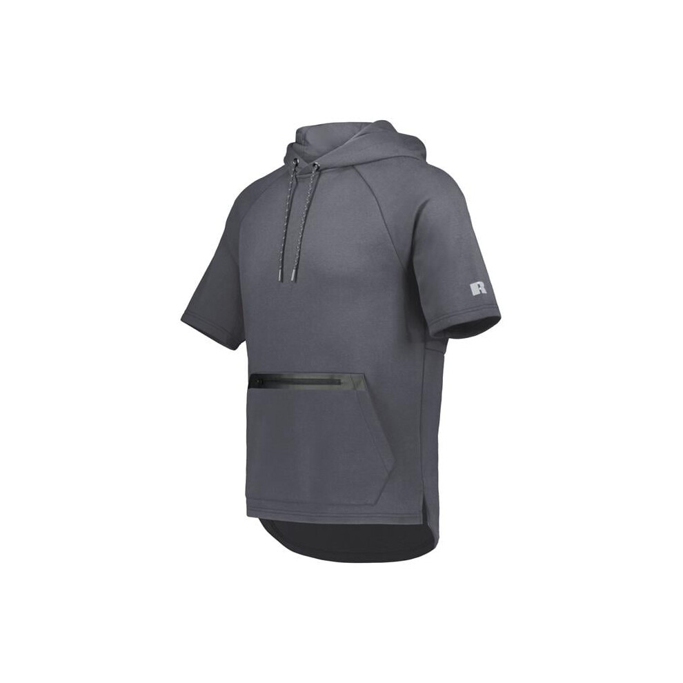 Russell R24tfm.shl.3xl Legend Short Sleeve Tech Fleece Hoodie, Stealth - 3XL