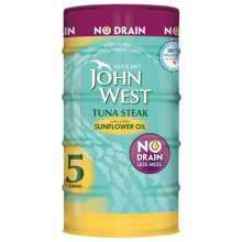 John West Tuna Steak in Sunflower Oil, No Drain, 5 x 110g Cans