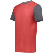 Augusta Sportswear 6877.26V.XL Youth Gameday Vintage Ringer T-Shirt, Scarlet Heather & Carbon Heather - Extra Large