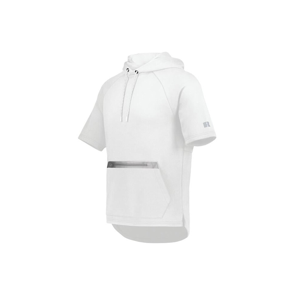 Russell R24tfm.a9b.4xl Legend Short Sleeve Tech Fleece Hoodie, White & Grid Iron Silver - 4XL White,Silver