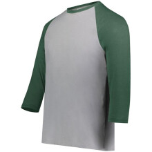 Augusta Sportswear 6880.31V.L Youth Gameday Vintage 3 by 4 T-Shirt, Grey Heather & Dark Green Heather - Large