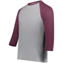 Augusta Sportswear 6880.32V.XL Youth Gameday Vintage 3 by 4 T-Shirt, Grey Heather & Maroon Heather - Extra Large
