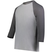 Augusta Sportswear 6880.30V.M Youth Gameday Vintage 3 by 4 T-Shirt, Grey Heather & Carbon Heather - Medium