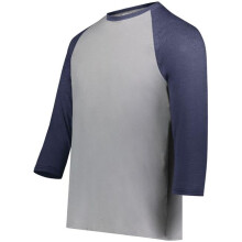 Augusta Sportswear 6880.29V.M Youth Gameday Vintage 3 by 4 T-Shirt, Grey Heather & Navy Heather - Medium