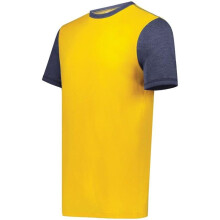 Augusta Sportswear 6877.23V.S Youth Gameday Vintage Ringer T-Shirt, Gold Heather & Navy Heather - Small