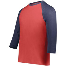 Augusta Sportswear 6880.25V.XL Youth Gameday Vintage 3 by 4 T-Shirt, Scarlet Heather & Navy Heather - Extra Large