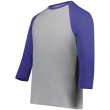 Augusta Sportswear 6880.35V.S Youth Gameday Vintage 3 by 4 T-Shirt, Grey Heather & Purple Heather - Small