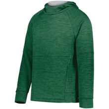 Holloway 223680.198.M Youth All-Pro Performance Fleece Hoodie, Dark Green Heather & Silver - Medium