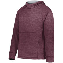 Holloway 223680.181.M Youth All-Pro Performance Fleece Hoodie, Maroon Heather & Silver - Medium