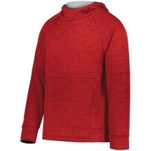 Holloway 223680.182.L Youth All-Pro Performance Fleece Hoodie, Scarlet Heather & Silver - Large
