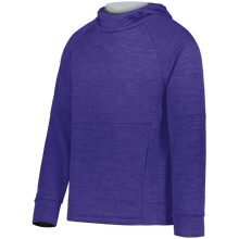 Holloway 223680.206.L Youth All-Pro Performance Fleece Hoodie, Purple Heather & Silver - Large