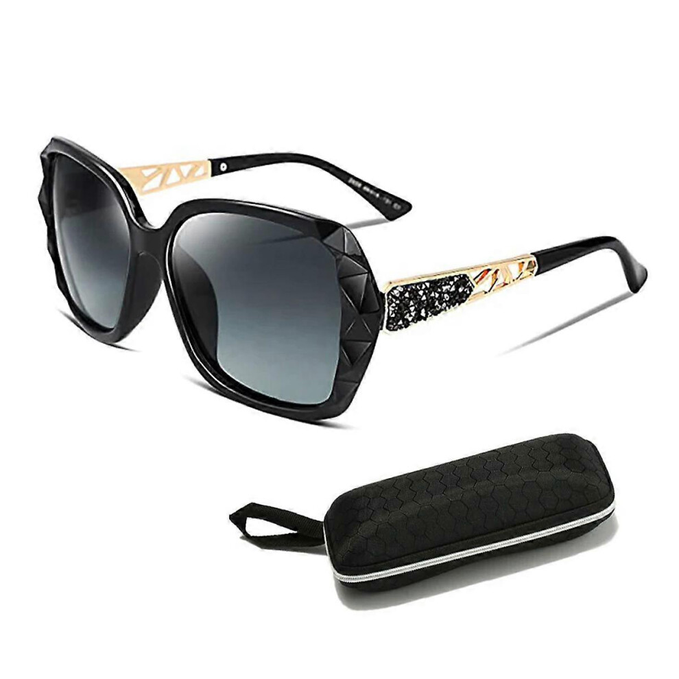 (As show, One size) Oversized polarized square women's sunglasses fashion shiny frame outdoor driving UV protection sunglasses