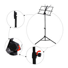 (As show, One size) Folding Sheet Music Stand Black Space Saving Adjustable Height Stable Music Score Stand for Performance