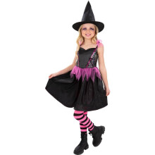 (7-9 Years, Black) Smiffys Girls Rainbow Web Witch Costume