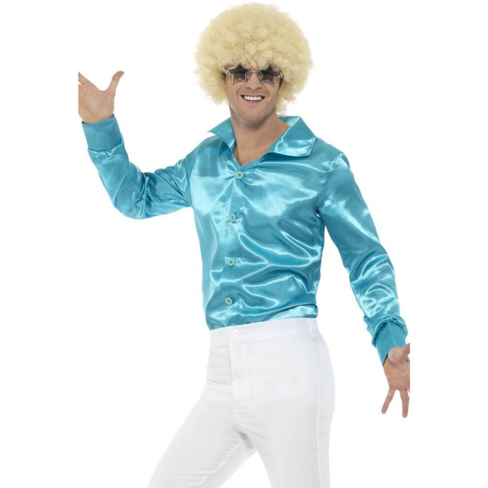 (M, Blue) Smiffys Mens 60s Costume Shirt