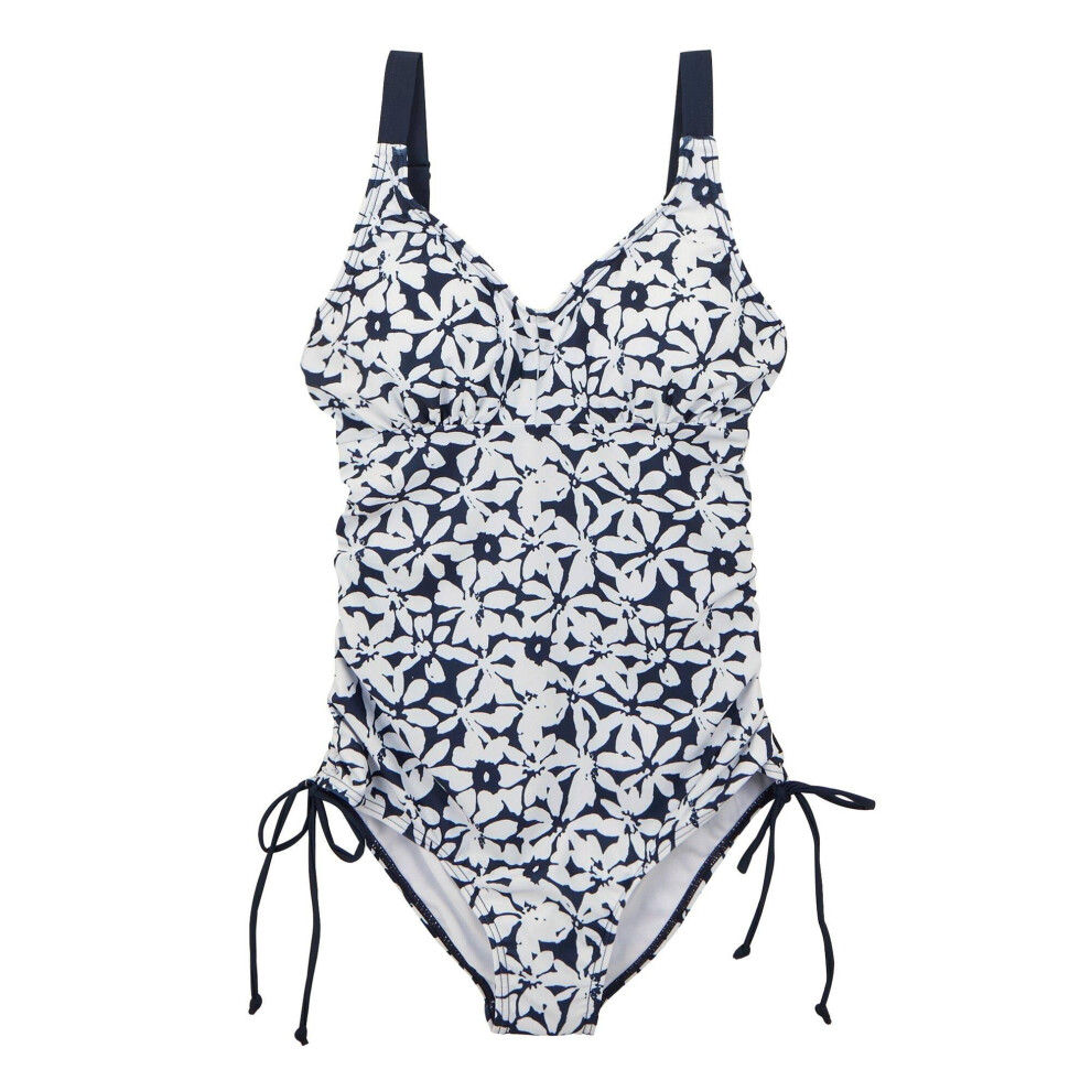(12 UK, Navy/White) Regatta Womens/Ladies Alinae Large Floral One Piece Swimsuit