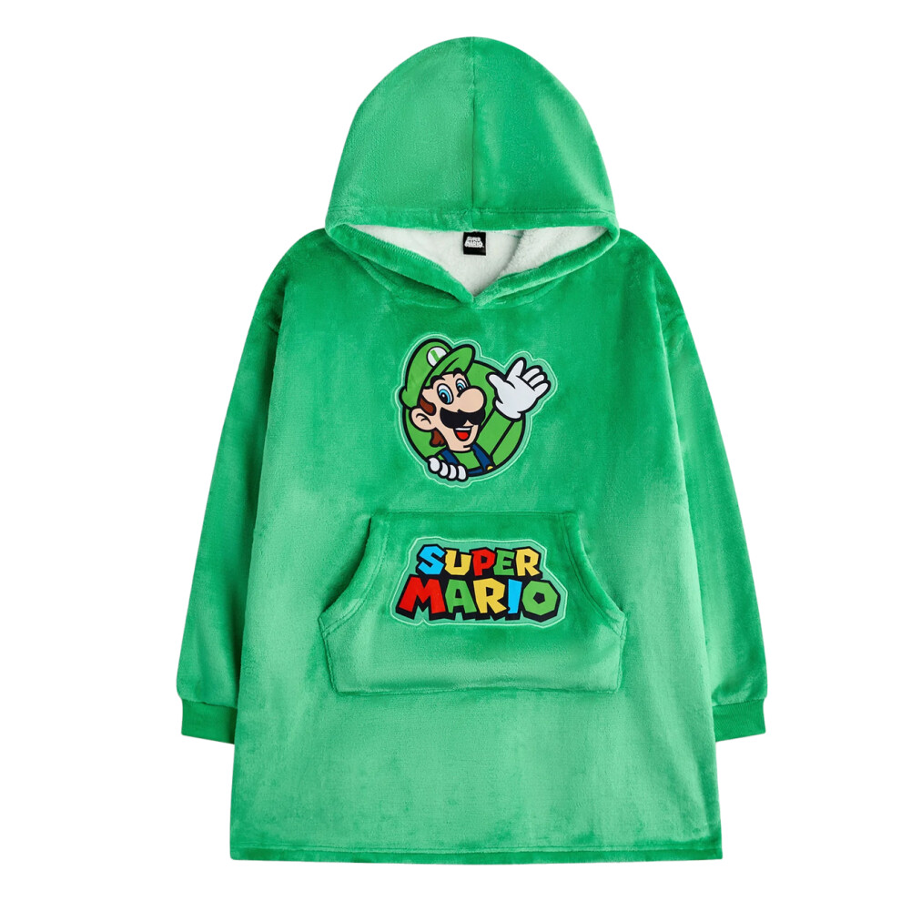 (6-8 Years, Green) Super Mario Boys Luigi Blanket Hoodie