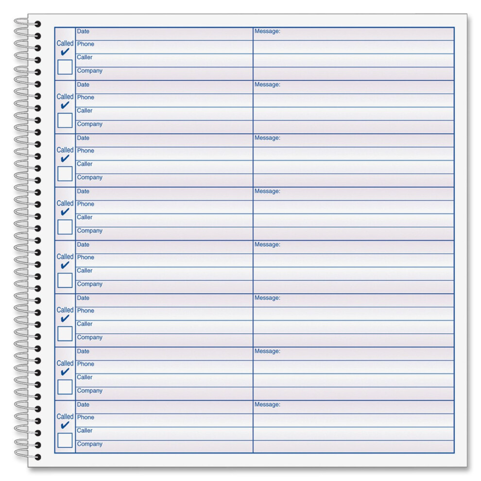 Photos - Notebook Adams Voice Mail Log 8.25 x 8.5 Inch Spiral Bound 60 Forms per Book 2-Pack White  S8714 (S8714)