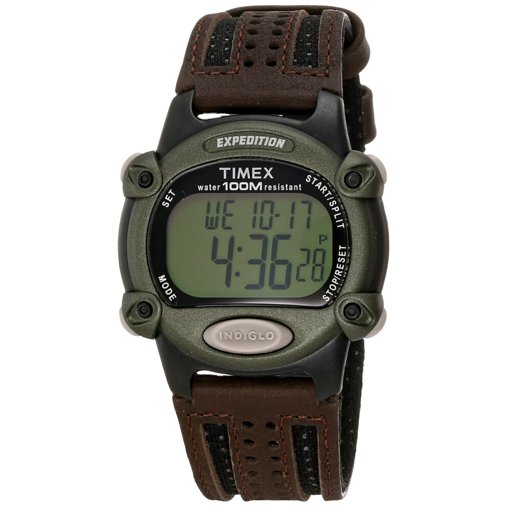 Timex Men's T48042 Expedition Full-Size Digital CAT Brown Nylon/Leather Strap Watch