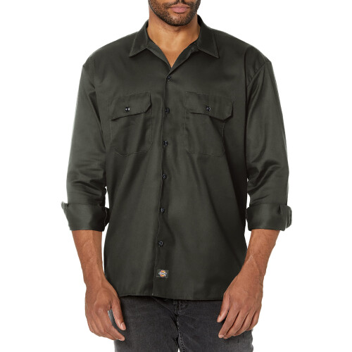 Dickies Herren-Langarm-Arbeitshemd Olivgrn X-Large