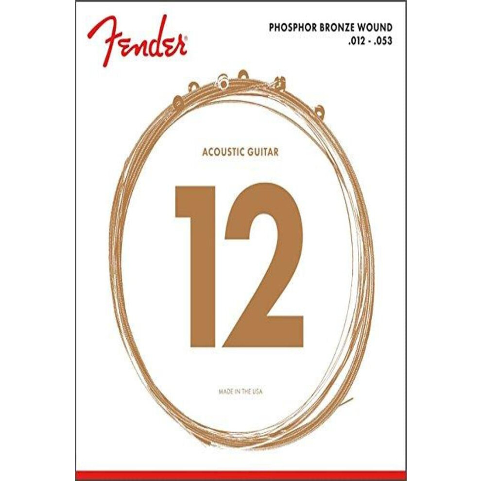 Fender Phosphor Bronze Acoustic Guitar Strings Ball End 60L .012-.053