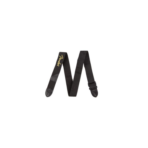 Fender Logo Guitar Strap 2 i sort med gult logo 1