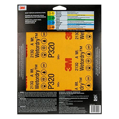 3M 3M Lixa Wetordry 32040 320 Grit 9 polegadas x 11 polegadas 5 folhas por pacote 2