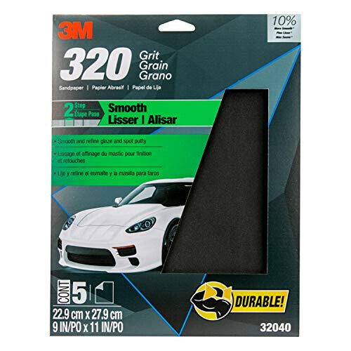 3M 3M Lixa Wetordry 32040 320 Grit 9 polegadas x 11 polegadas 5 folhas por pacote 1