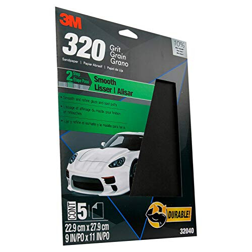 3M 3M Lixa Wetordry 32040 320 Grit 9 polegadas x 11 polegadas 5 folhas por pacote