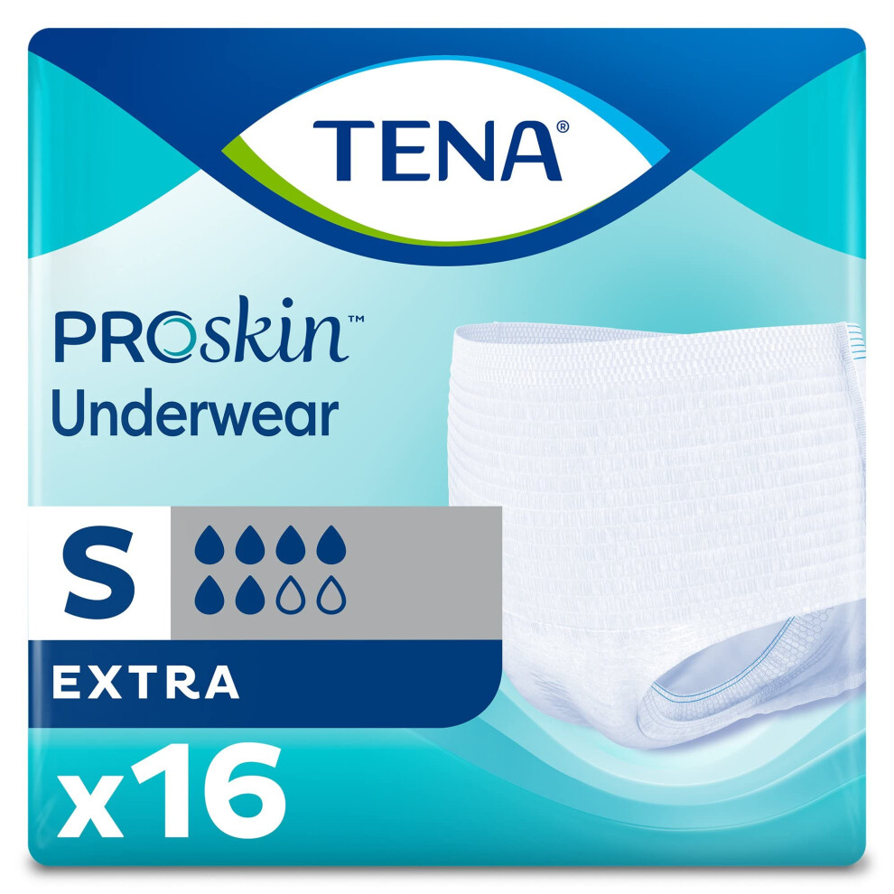 TENA Extra Disposable Unisex Adult Absorbent Underwear, Small, 16 Count