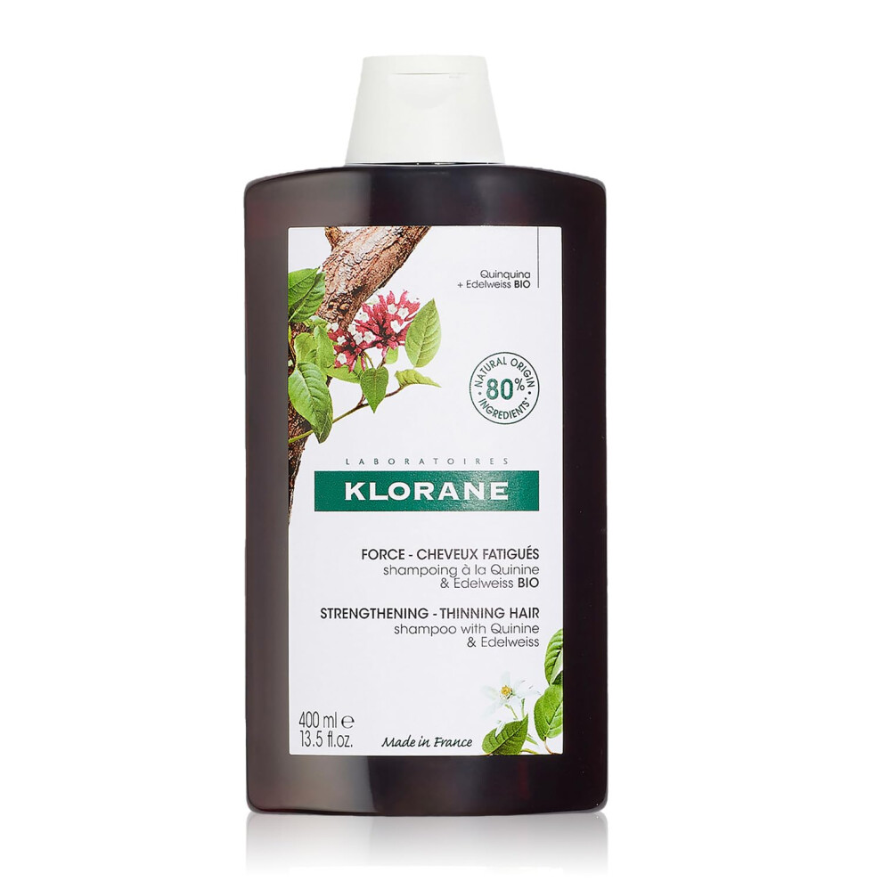 Klorane - Strengthening Shampoo - With Quinine & Edelweiss For Thinning Hair - Support Thicker Hair - Silicone Paraben & Sulfate Free - 13.5 Fl. Oz.