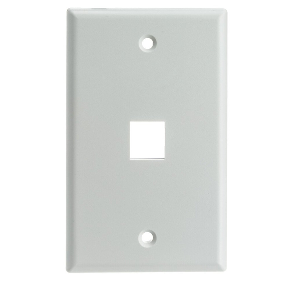 Keystone Wall Plate 1 Port White (Cat5e Cat6 Coax (Video) Aux (Cat6 For Data Ip Phone Pots Or Other) Single Gang Cablewholesale 846568014277