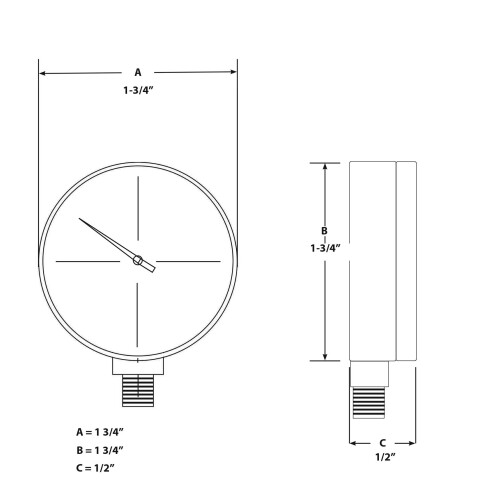 Performance Tool W10055 0-200 PSI Luchtmeter voor Luchtcompressor 2