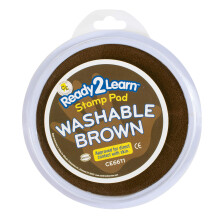 READY 2 LEARN Jumbo Circular Washable Stamp Pad - Brown - 5.75"""" dia. - Non-Toxic - Fade Resistant - Ideal Size for Handprints and Footprints