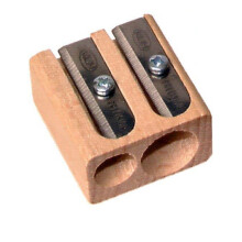Taille-crayon     2 trous en bois et lame en acier Kum 107.02.01, couleurs variables