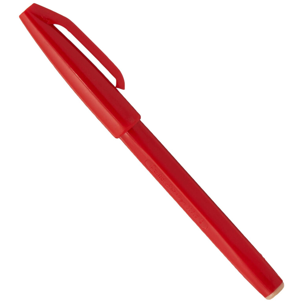 Pentel Sign Pen Stick Porous Point Pen Fine Point Red Barrel Red Ink 12-Count (S520-B)