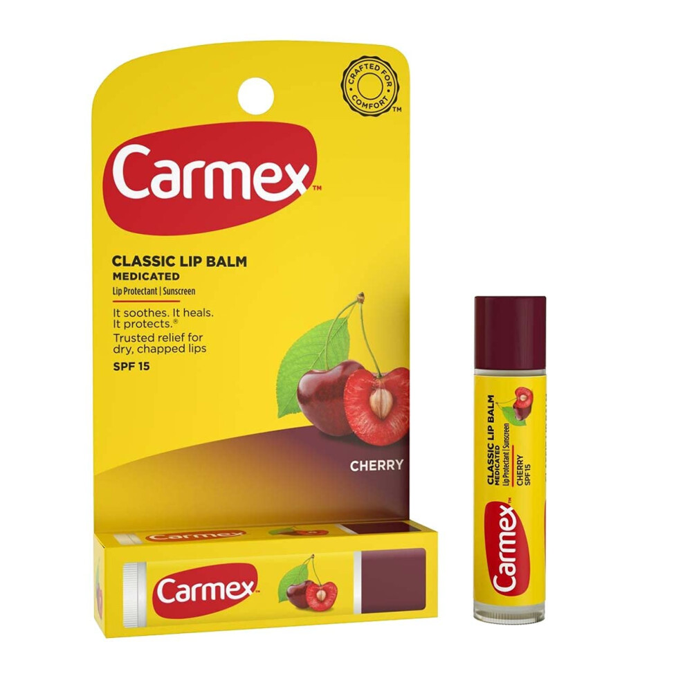 Carmex Cherry Flavor Lip Balm SPF 15 0.15 oz (Stick in Carded box)