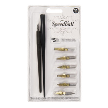 Speedball No 5 Artists Pen Set 2 portapenne con 6 pennini 3 punte per penna