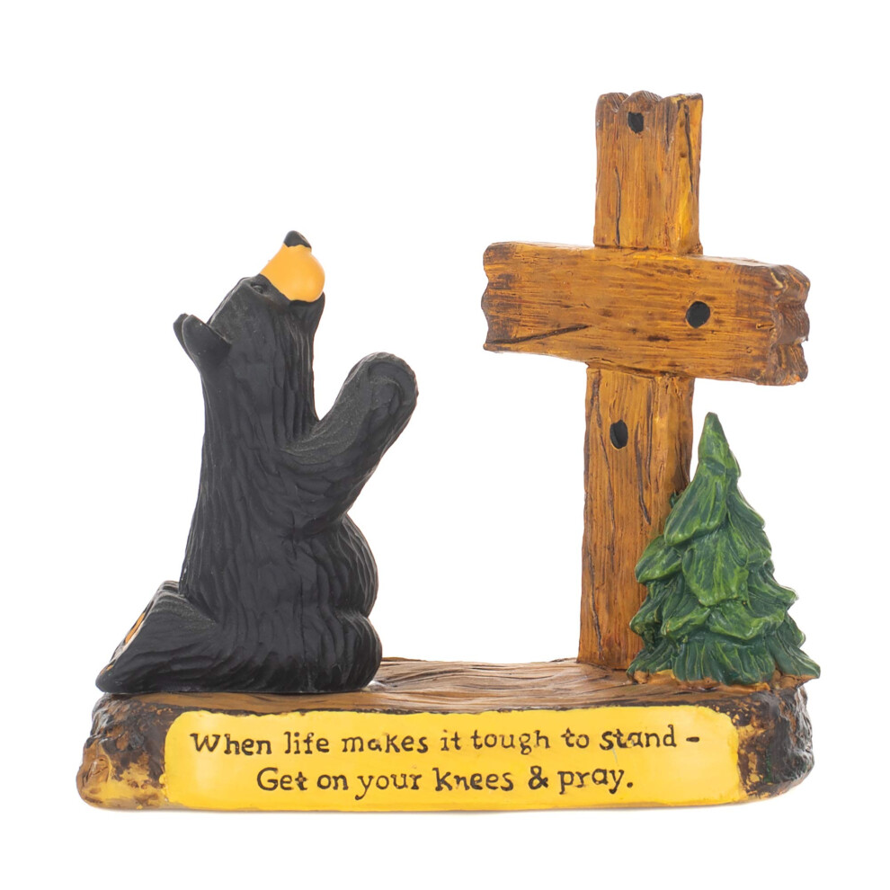 Demdaco Pray Black Bear 5 X 5,5 Handgegoten Harsbeeldje-image