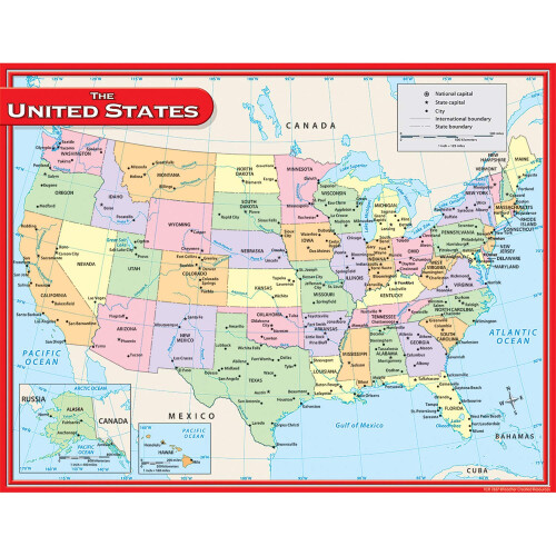 Teacher Created Resources US Map Chart  Multi Color (7657)