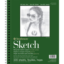Strathmore 400-serie schetsblok gerecycled papier 9x12 inch 100 vellen - schetsboek voor kunstenaars voor tekenen, illustratie en kunstlessen