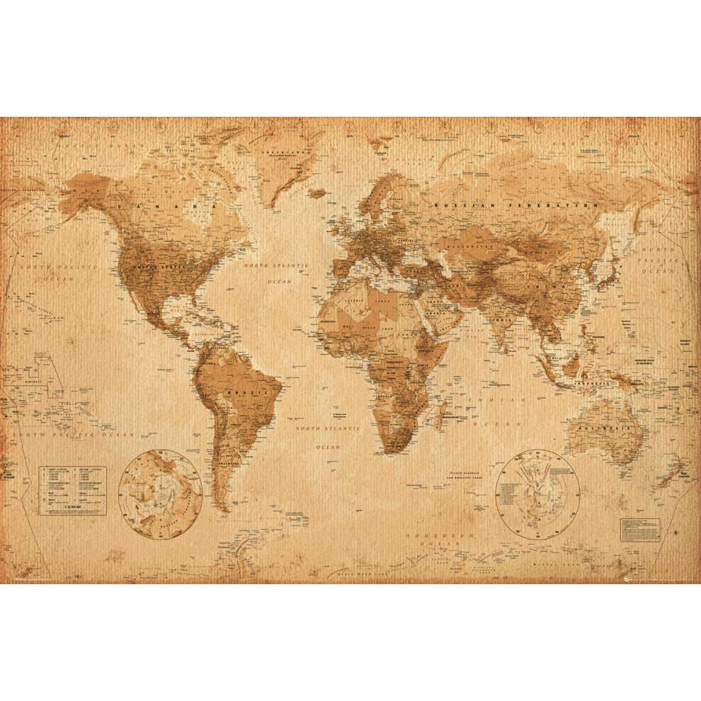 World Map (Antique) Art 24x36 Poster