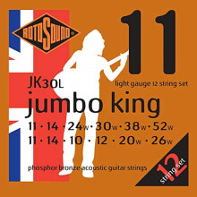 Rotosound JK30L Jumbo King Phosphor Bronze Acoustic Guitar Strings 12 String (11 14 10 12 20 26 11 14 24 30 38 52)