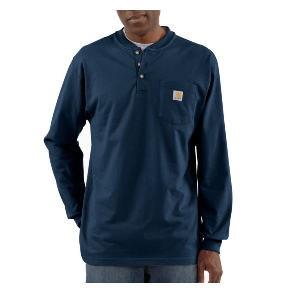 Carhartt Men's Loose Fit Heavyweight Long-Sleeve Pocket Henley T-Shirt  Navy  Large