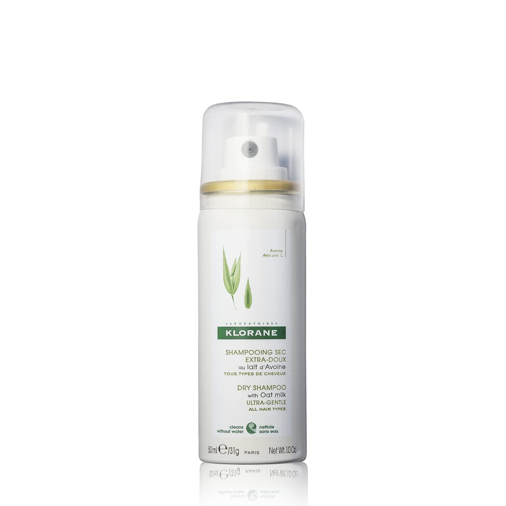 Klorane Dry Shampoo with Oat Milk Ultra-Gentle All Hair Types No White Residue Paraben & Sulfate-Free Travel Size 1 Ounce Pack of 1 Yellow