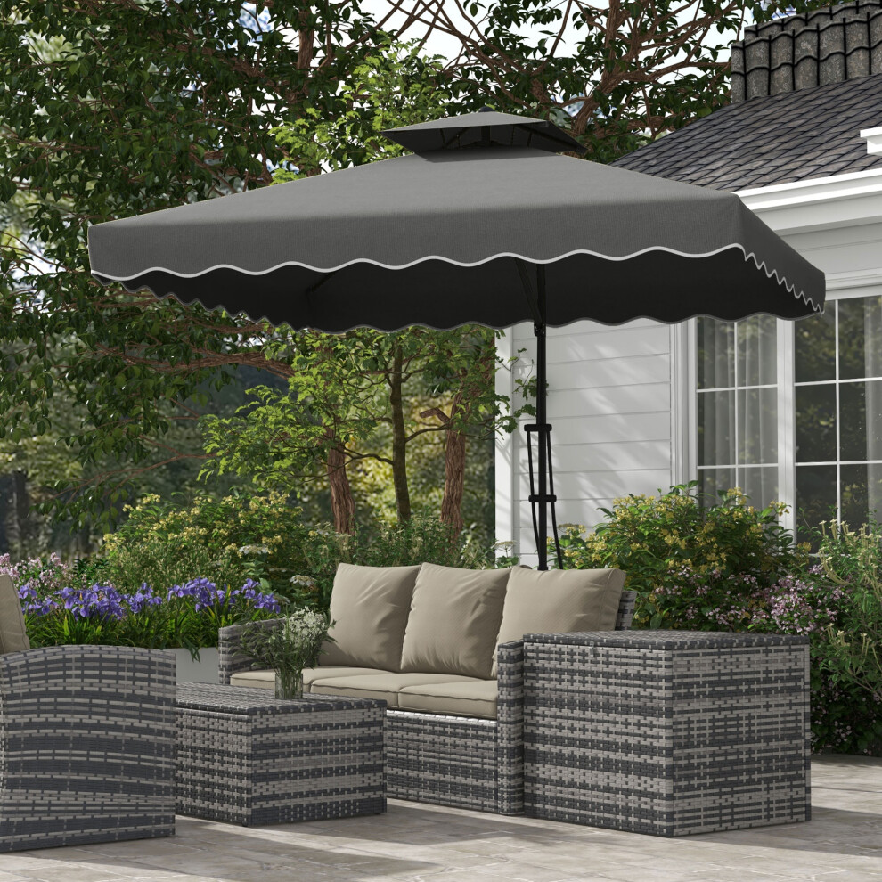 Outsunny 2.5M Square Cantilever Garden Parasol Umbrella With Cross Base, Grey