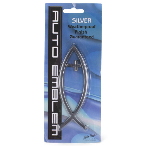Havnehus Stort S?lv Christian Cross Fish Auto Emblem 1