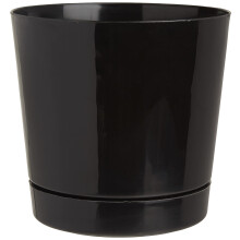 Vaso Redondo Majestic de Plástico Preta Brilhante, 8 Polegadas (10088)
